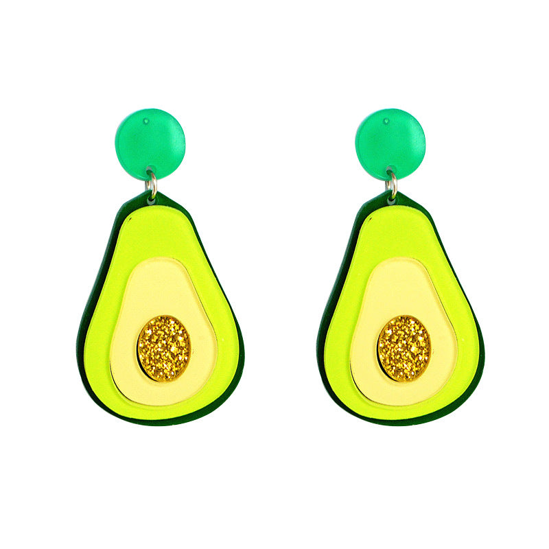 Acrylic cartoon avocado earrings MYA-XieN062