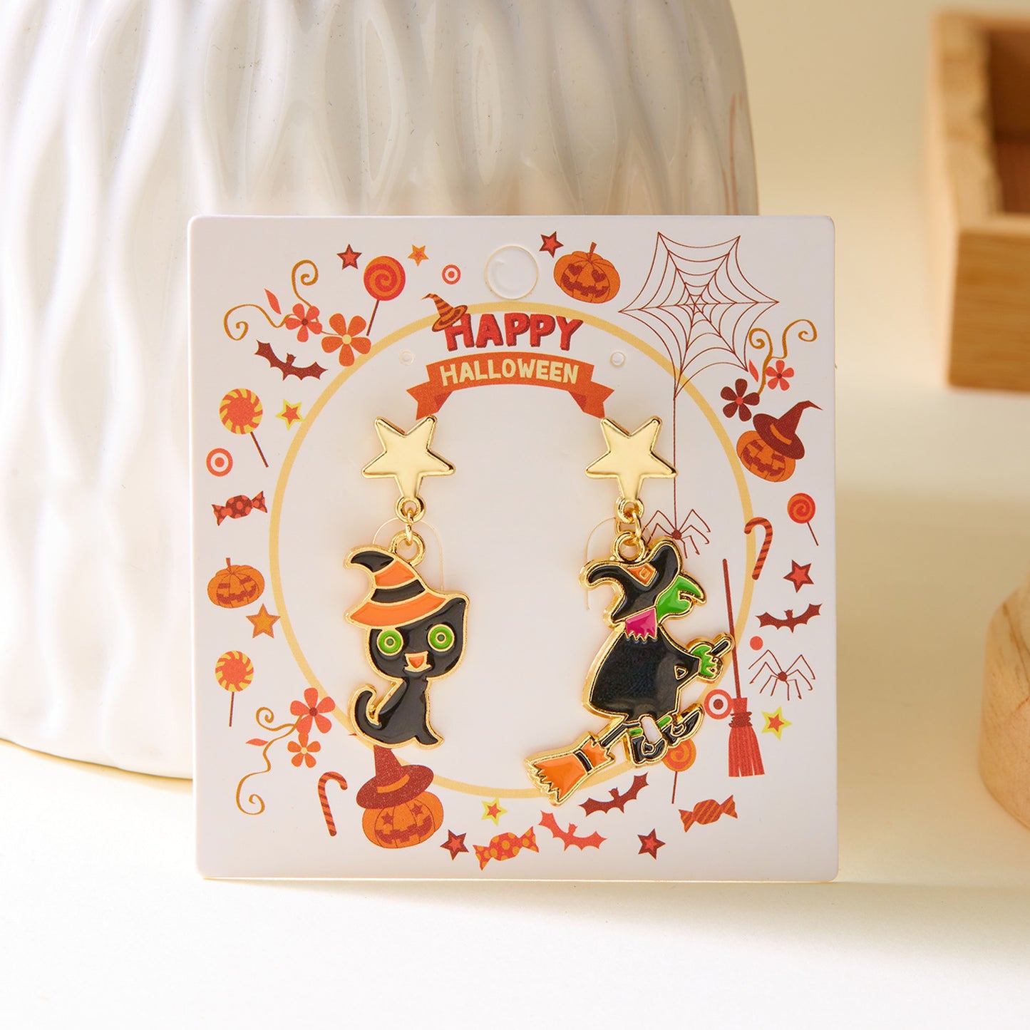 Alloy Asymmetric Pumpkin Ghost Earrings MIC-ChuY008