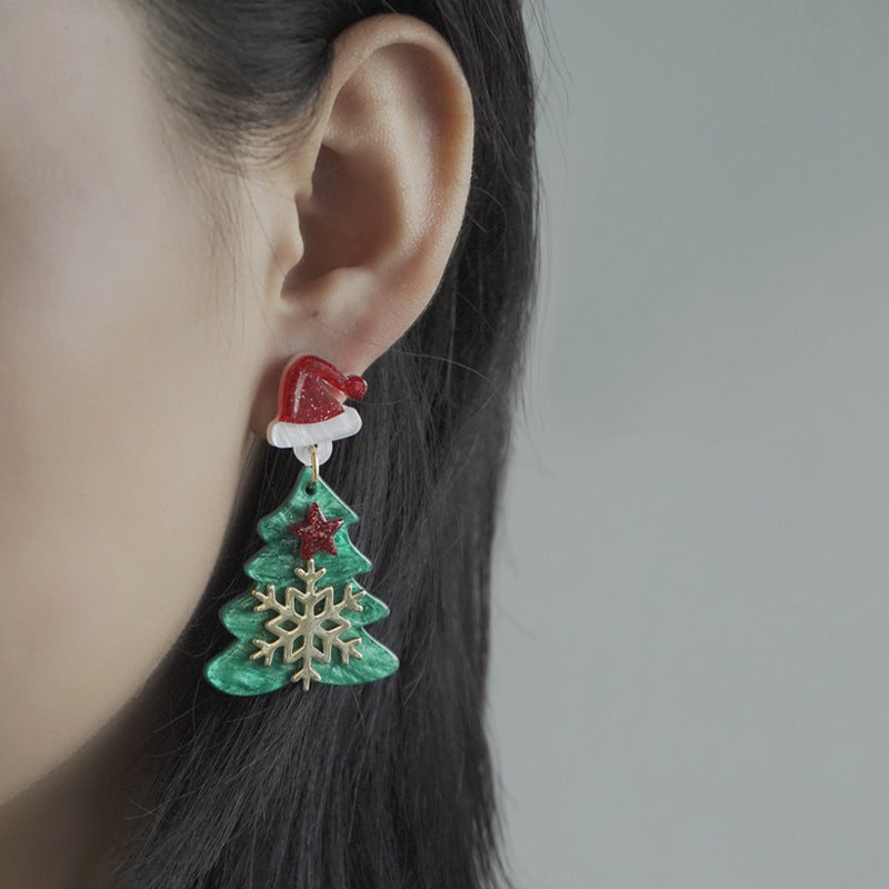 Alloy Christmas Tree Snowflake Earrings (Minimo de Compra 2) MIC-PingH040