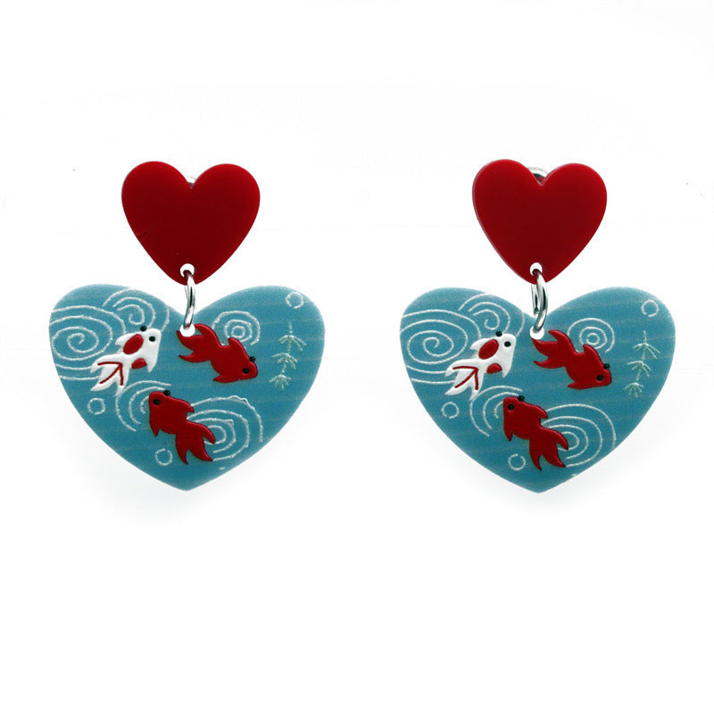 Heart Butterfly Acrylic Earrings