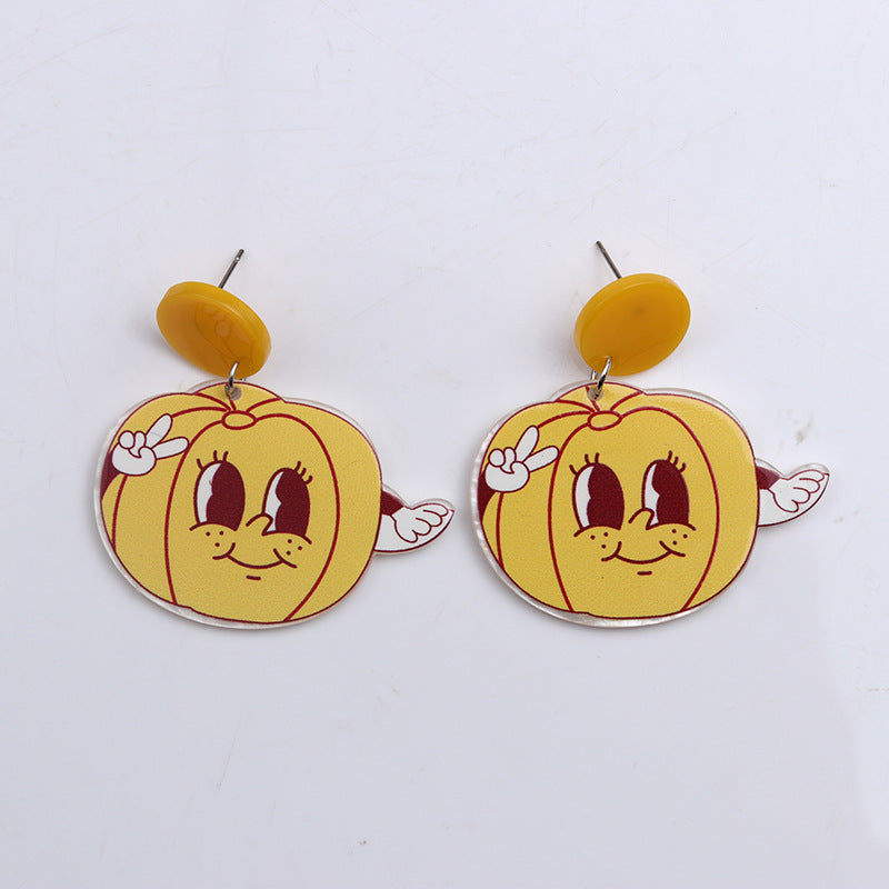 Acrylic Halloween Magic Stick Ghost earrings (Minimo de Compra 2) MIC-DuA034