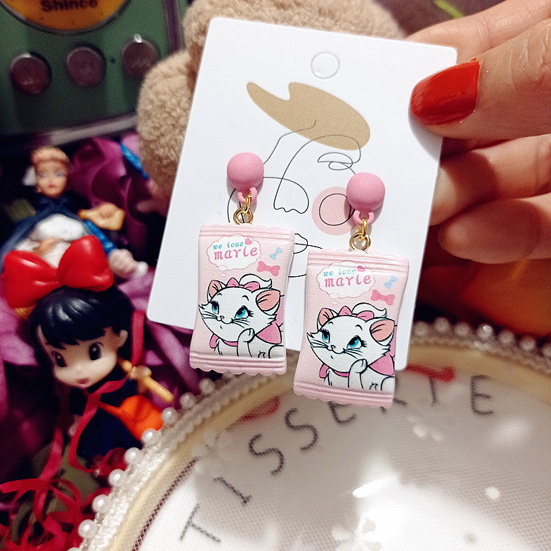 Mini Simulation Candy Silver Earrings Cartoon XingJ010