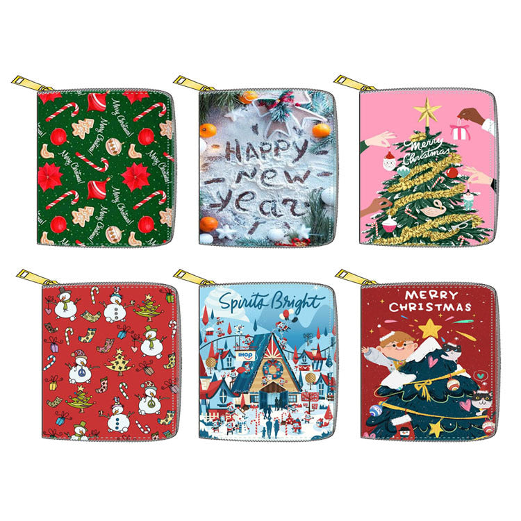 Wallet PU Christmas Fawn Santa Claus Short Zipper Minimo de compra 3 Dengxin016