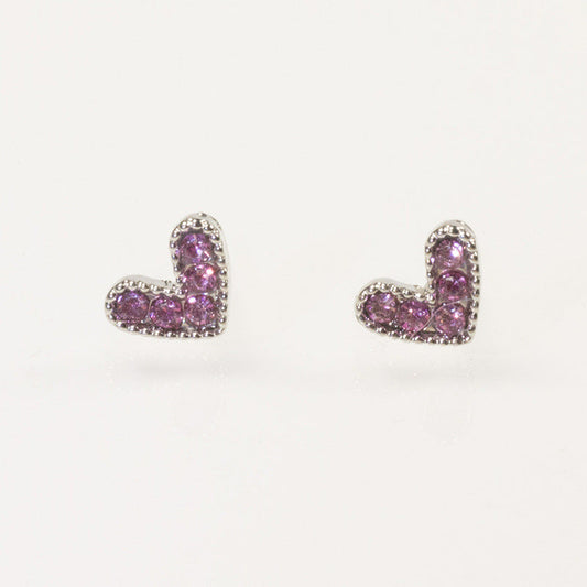 Alloy studded heart-shaped earrings Minimo de compra 2 MIC-ZhongB005