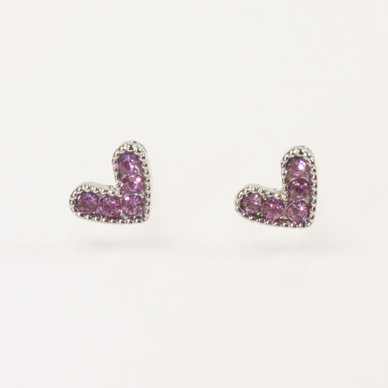 Alloy studded heart-shaped earrings Minimo de compra 2 MIC-ZhongB005