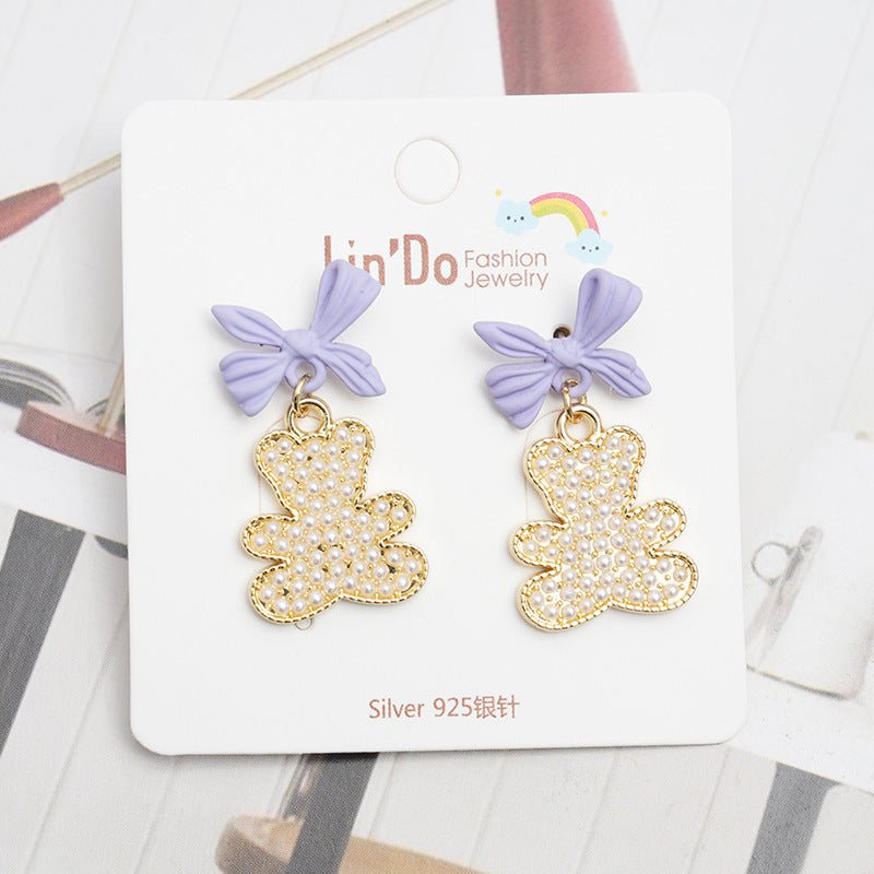 Alloy Bow Bear Earrings MYA-QiW020