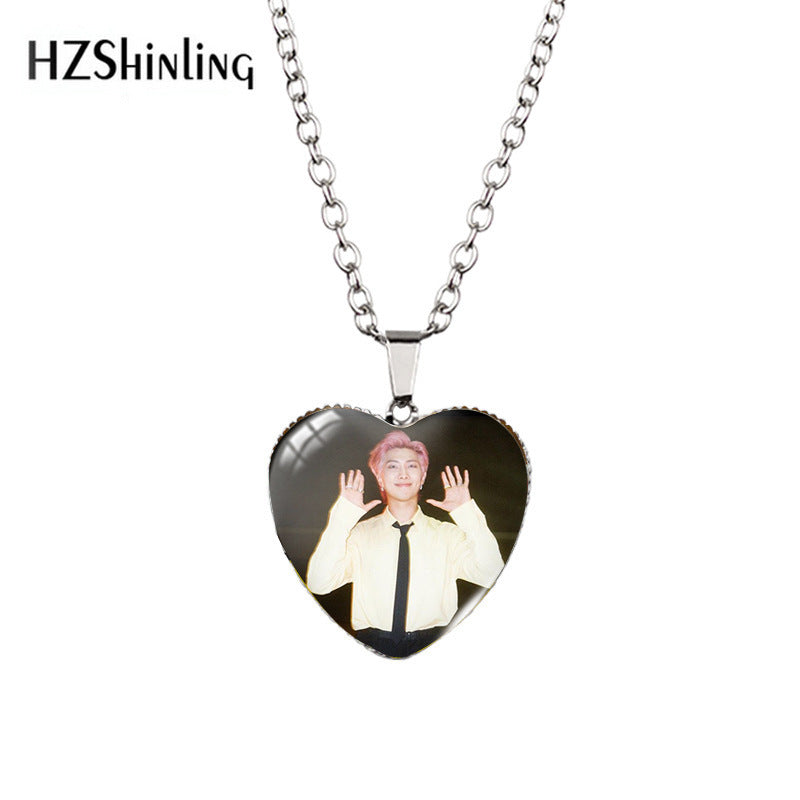 Alloy Time Gem Heart Necklace MYA-XiangL026