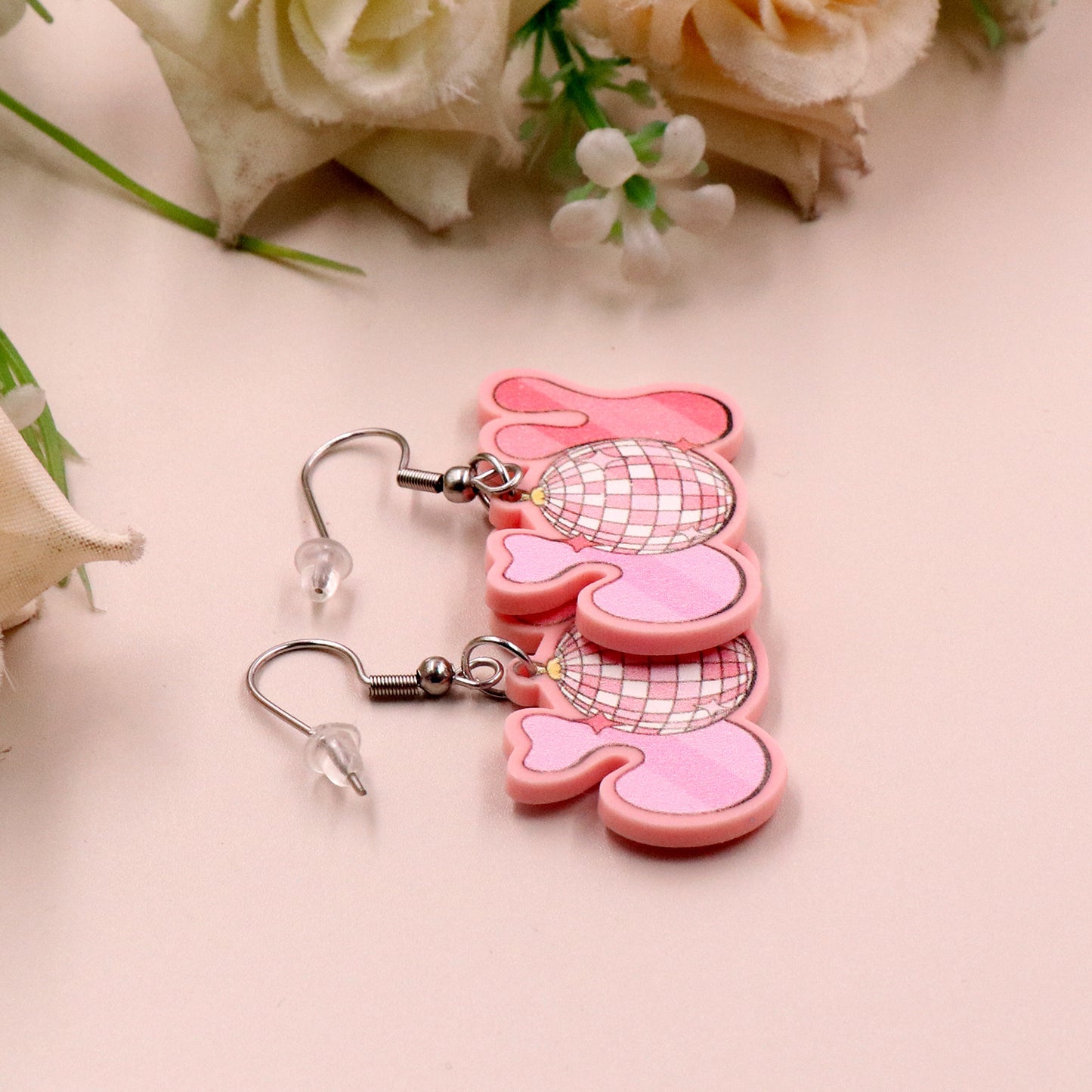 Acrylic Pink Christmas Collection Earrings (Minimo de compra 5) MIC-XiaoY060