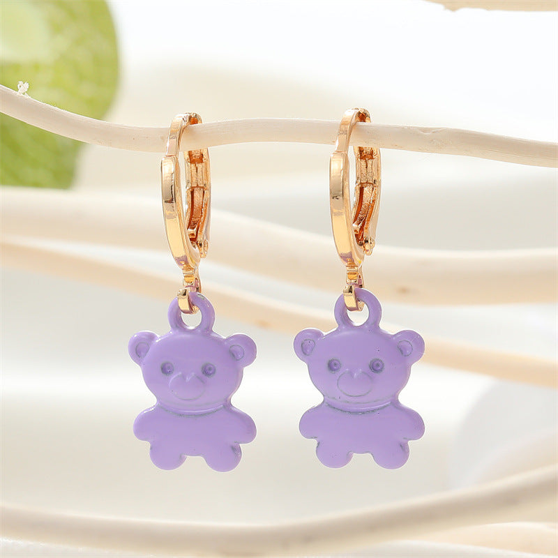 Acrylic candy colored cartoon bear earrings (Minimo de Compra 3) MIC-JueJ007