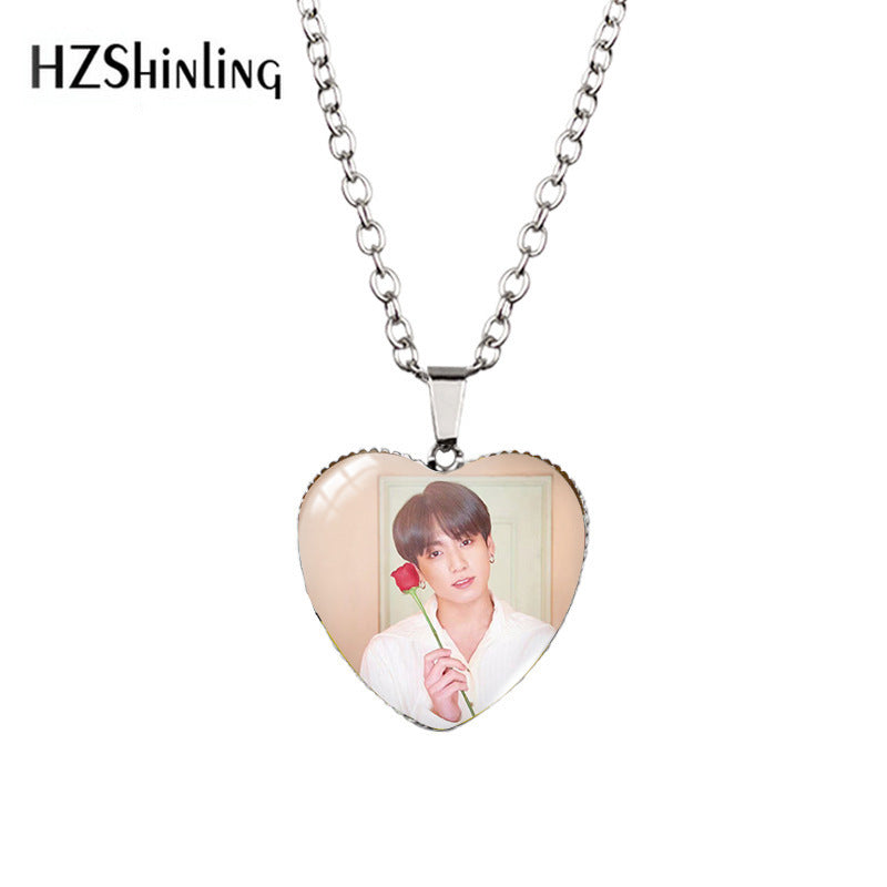 Alloy Time Gem Heart Necklace MIC-XiangL039