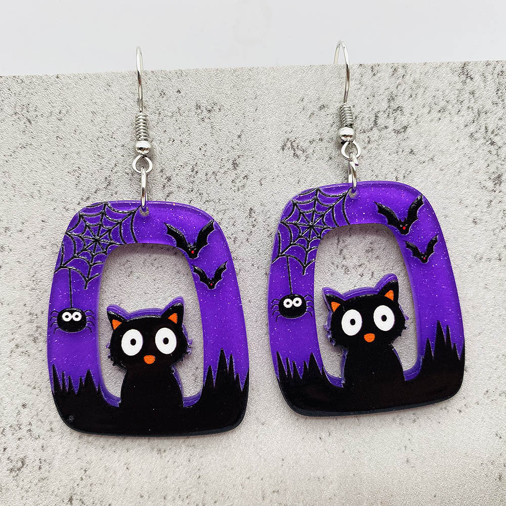 Acrylic Halloween Pumpkin Ghost Earrings (Minimo de Compra 2) MIC-ChenY011