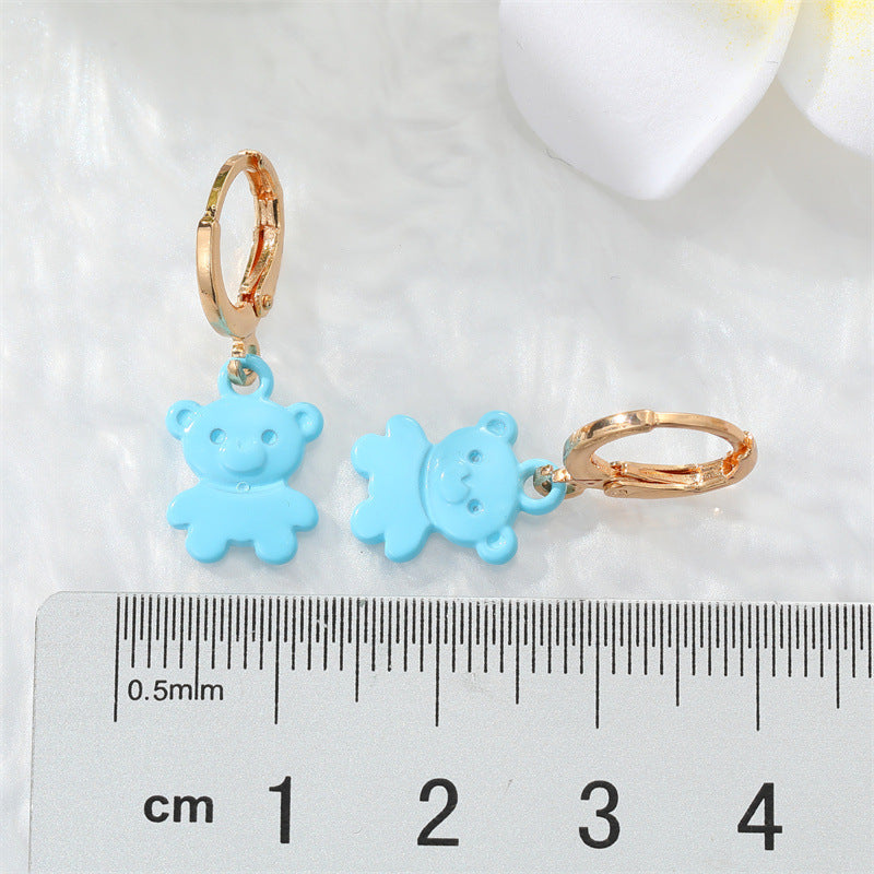 Acrylic candy colored cartoon bear earrings (Minimo de Compra 3) MIC-JueJ007