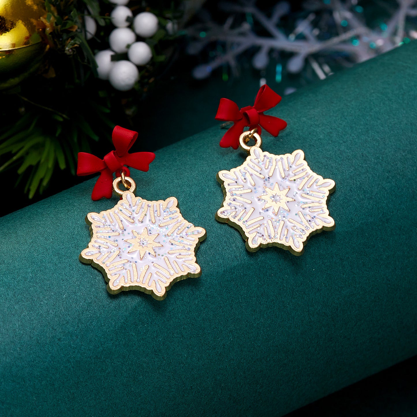 Alloy Santa Claus Bell Snowflake Earrings (Minimo de Compra 2)  MIC-JueH013