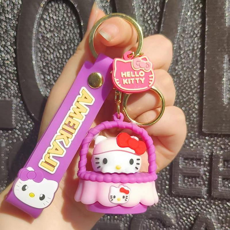 PVC cartoon basket cat keychain MIC-FeiR009