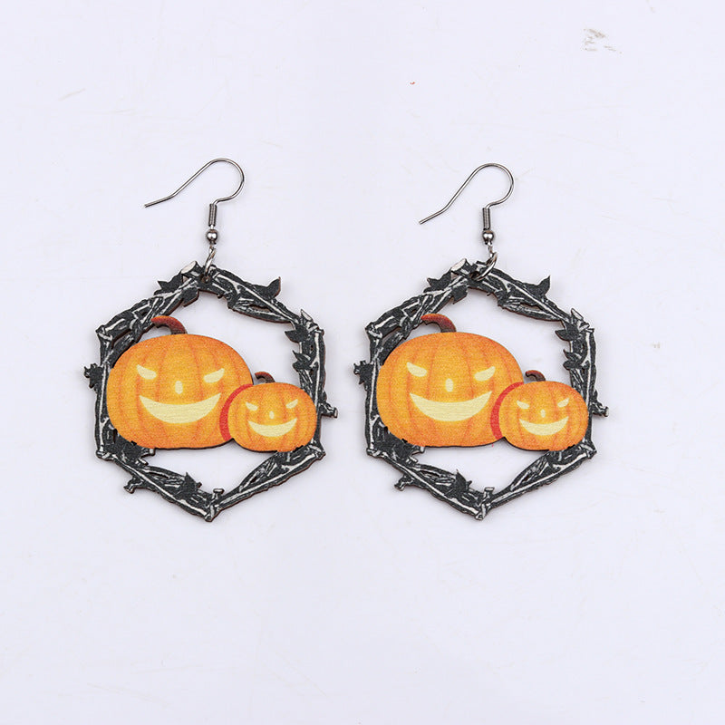 Acrylic Halloween Wood Earrings (Minimo de Compra 2) MYA-DuA019