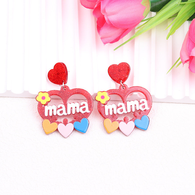 Acrylic hollow red heart earrings MYA-DuA085