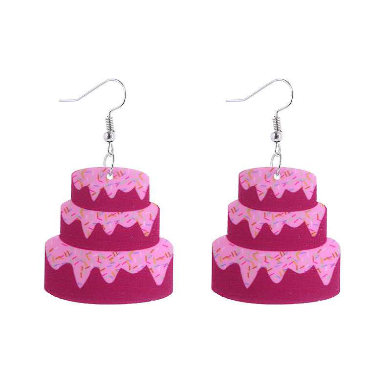 Alloy acrylic multi-layer cake burger earrings MIC-ChouT048