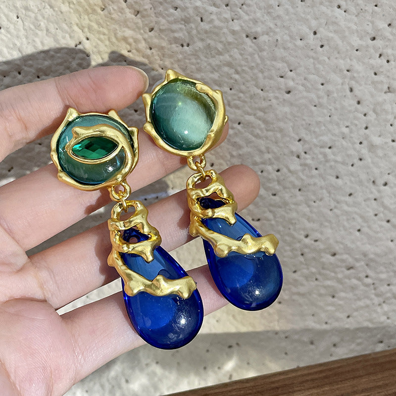 Alloy blue series earrings MYA-DieD001