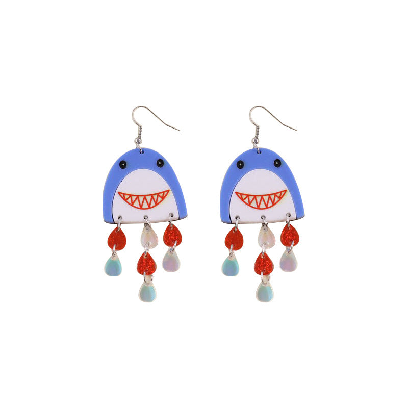 Acrylic Shark Water Drop Ear Studs (Minimo de Compra 3) MYA-OuG040