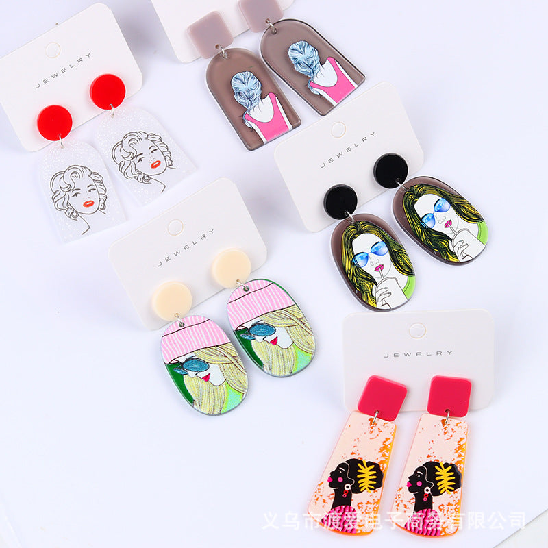 Acrylic contrasting simple earrings MIC-DuA012