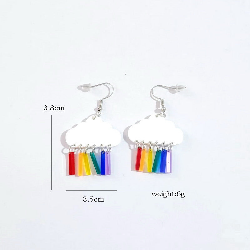 Acrylic Cloud Rainbow Lightning Earrings MYA-XueP095