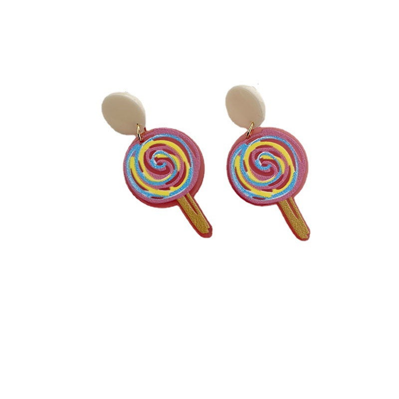 Acrylic lollipop kitten earrings MIC-JunH002