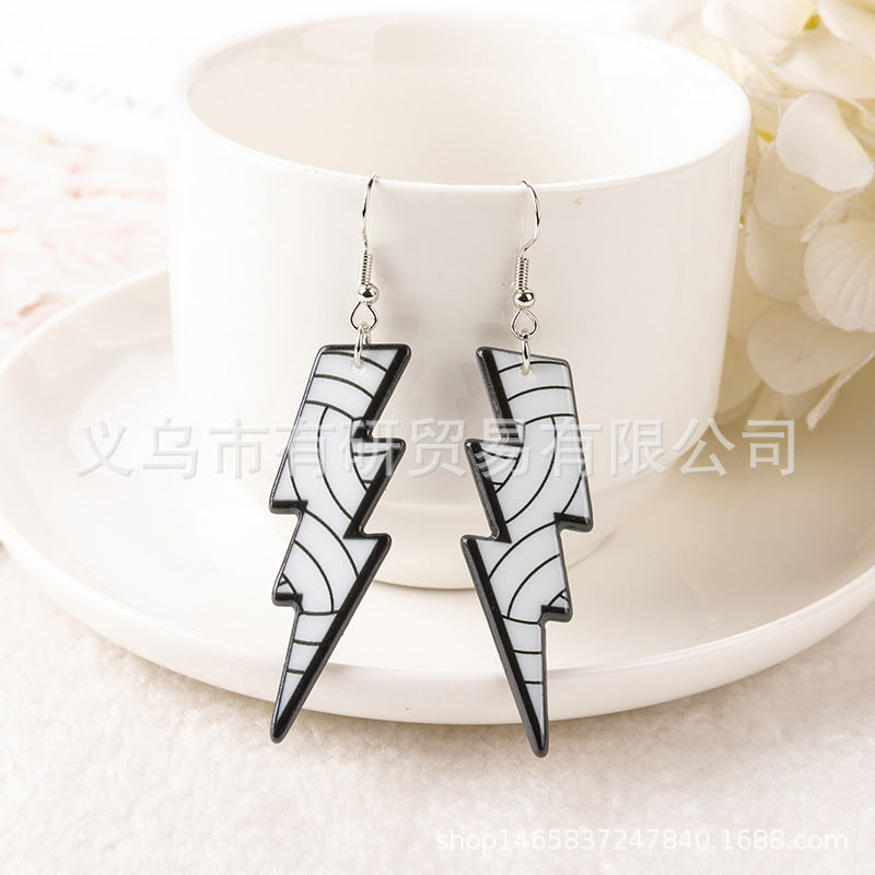 Acrylic printed large lightning earrings (Minimo de Compra 2) MIC-YouY019