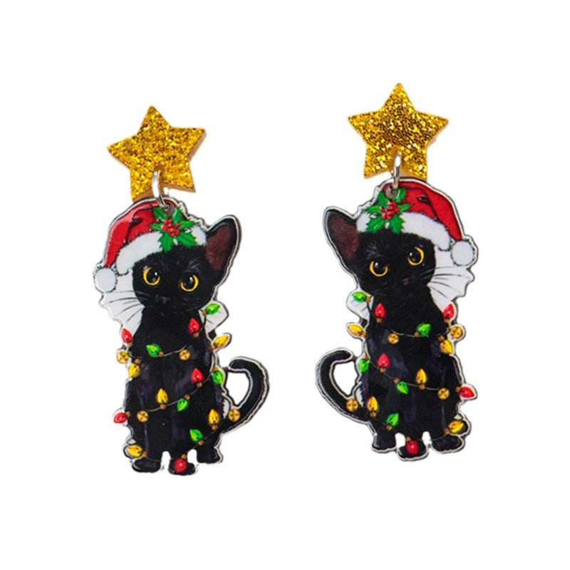 Acrylic Christmas Versatile Cat Earrings MYA-ChouD027