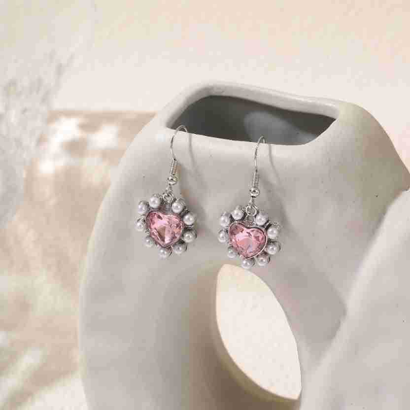 Alloy pink diamond girl earrings (Minimo de compra 2) MIC-KuL007