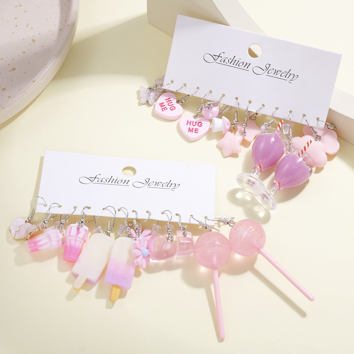 Alloy pink butterfly lollipop earrings MYA-XiaoY083