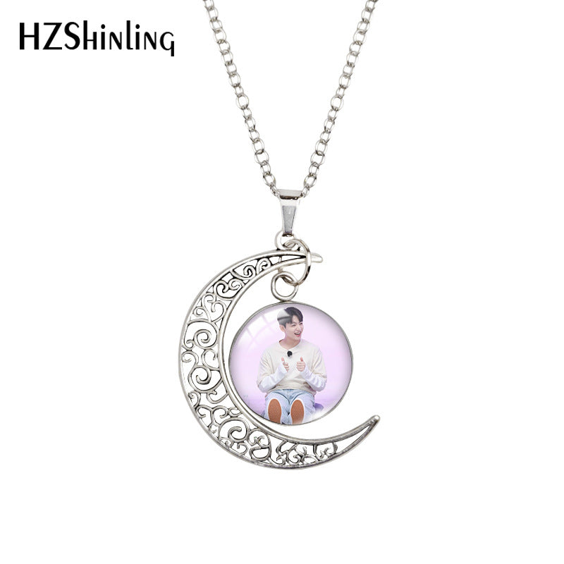 Alloy Moon Time Gem Necklace MYA-XiangL021