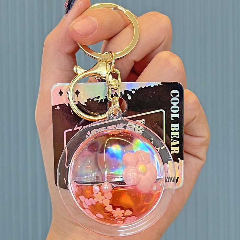 Acrylic Flower Quicksand Bottle Keychain ChaoHe002