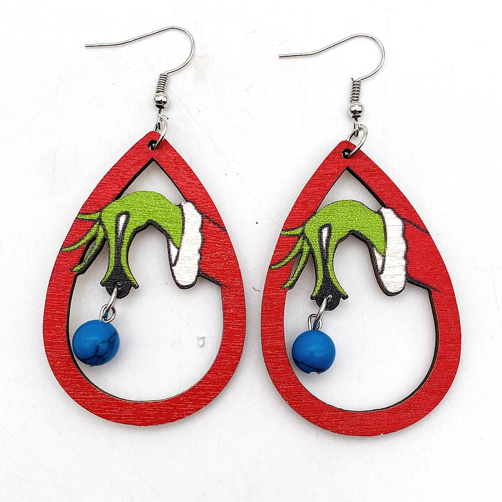 Acrylic Green Frog Wooden Earrings (Minimo de Compra 2) MYA-ChenY034