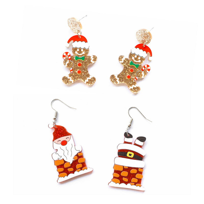 Acrylic Gingerbread Man Earrings MIC-XueP111