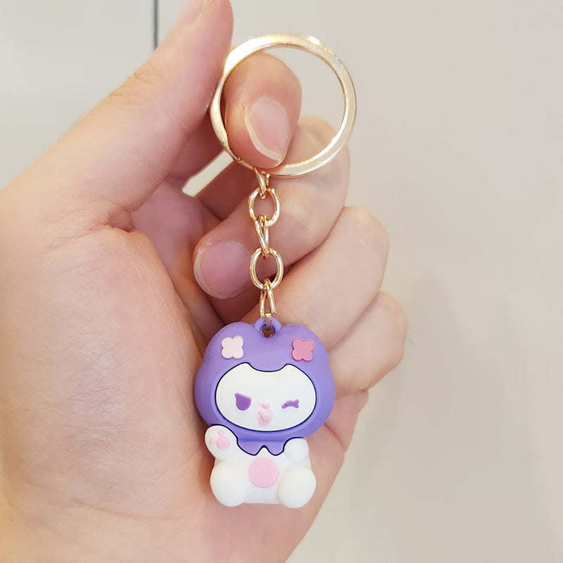 PVC cartoon strawberry bear rabbit keychain (Minimo de compra 3) MIC-ZhuoJ013