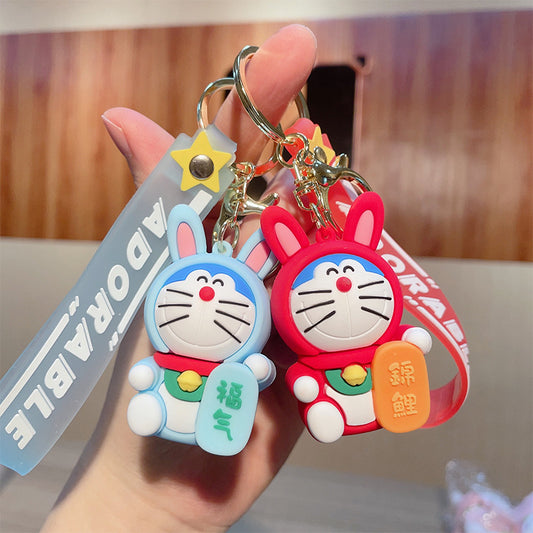 PVC cute fortune attracting Dingdang cat keychain MIC-JinG031