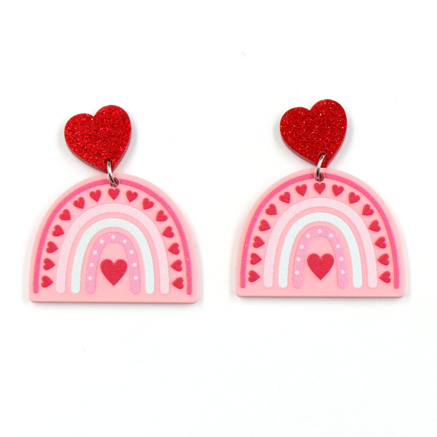 Acrylic Rainbow Love Earrings (Minimo de compra 5) MYA-XiaoY076