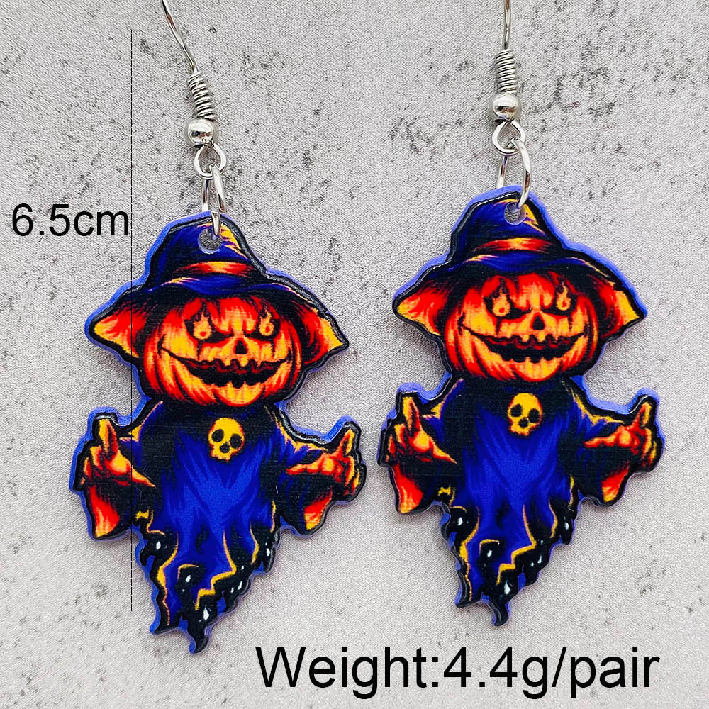 Acrylic Halloween pumpkin skull earrings (Minimo de Compra 2) MIC-ChenY021