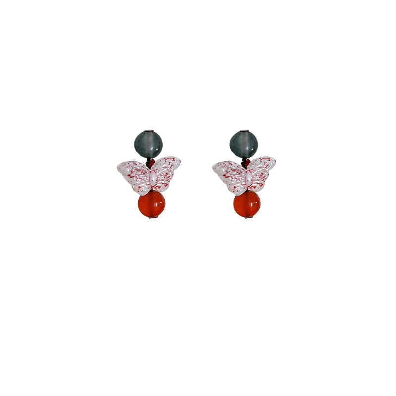 Alloy natural stone butterfly earrings (Minimo de compra 2) MYA-YBY038