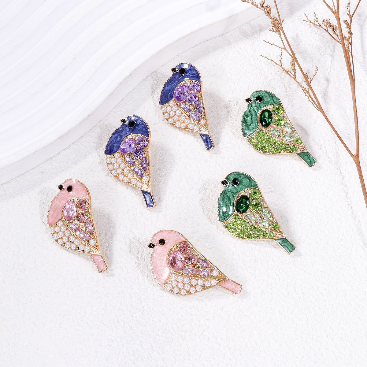 Alloy full diamond bird earrings MYA-JuJ024