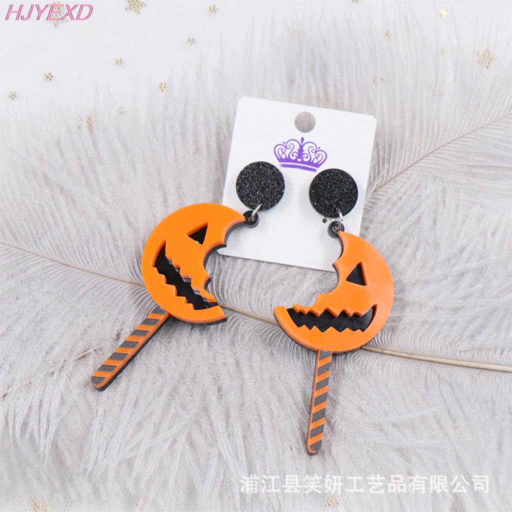 Acrylic Halloween Pumpkin Stick Earrings (Minimo de compra 5) MIC-XiaoY040