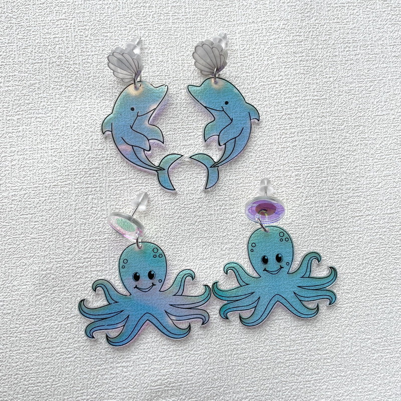 Acrylic Colorful Octopus Earrings MYA-XueP155