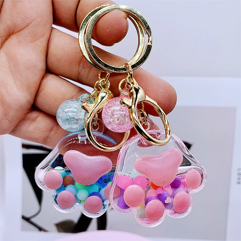 Keychains For Backpacks acrylic sakura cat claw into oil keychain MOQ≥2 DMF011