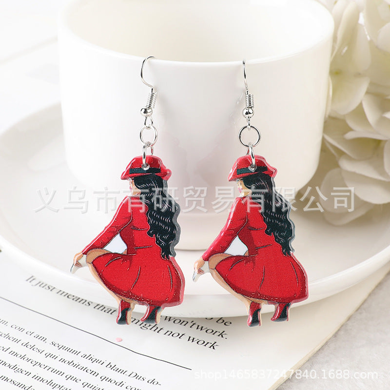 Resin dual color printed earrings (Minimo de Compra 2) MIC-YouY010