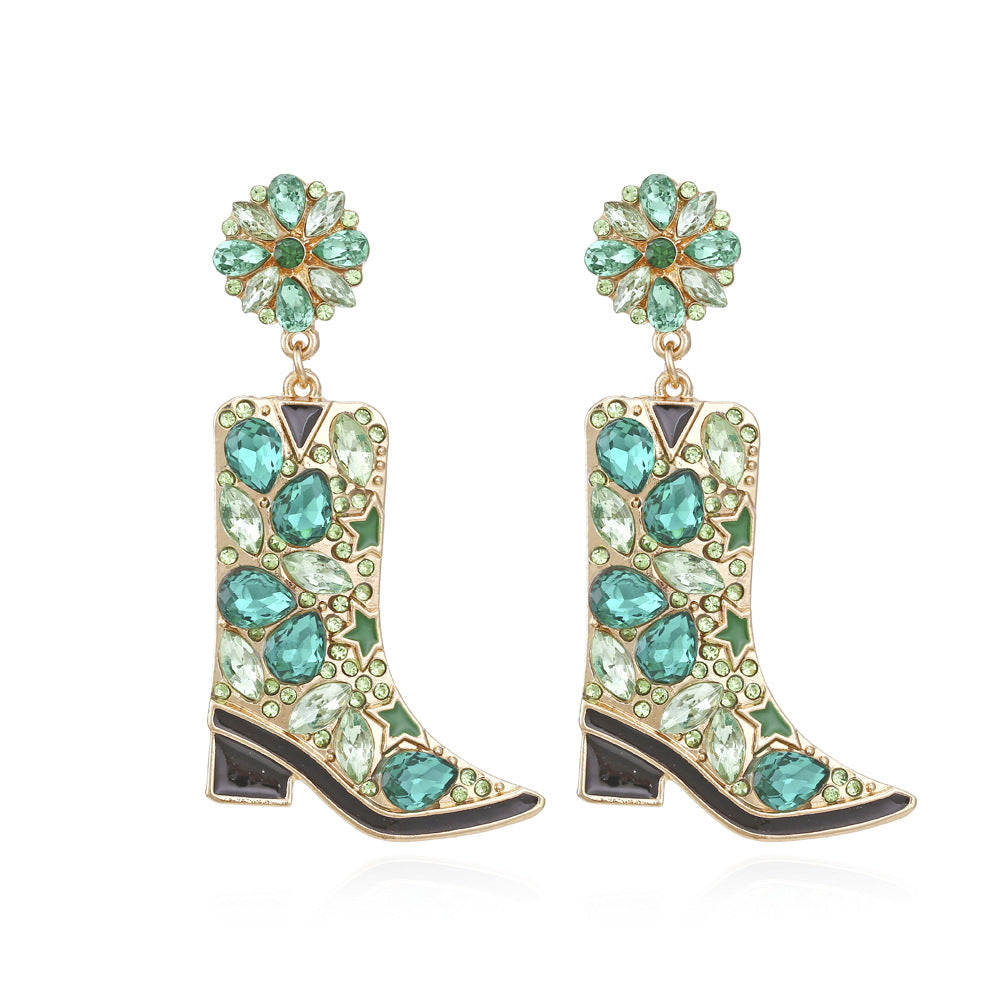 Alloy diamond studded boots and earrings MIC-ManY009