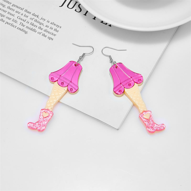 Acrylic Sparkling Pink Boots Earrings MYA-XiY004