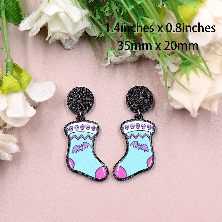 Acrylic Halloween Skull Earstuds (Minimo de compra 5) MIC-XiaoY042