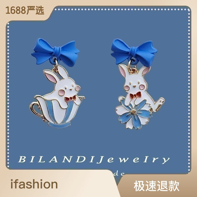 Alloy bow rabbit earrings (Minimo de Compra 2) MYA-BLD057