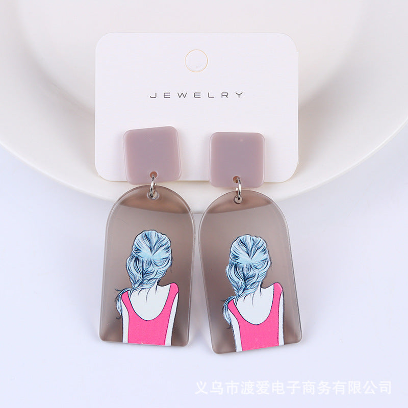 Acrylic Beauty Head EarringsMIC-DuAi001