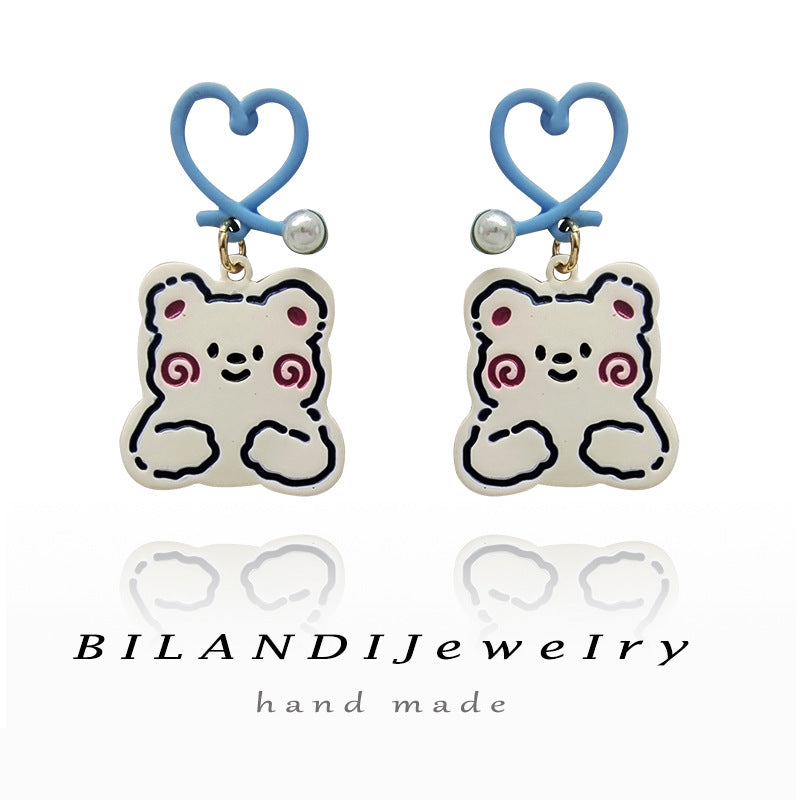 Alloy blue hollow heart earrings (Minimo de Compra 2) MIC-BLD042